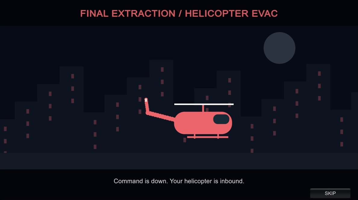 Stick 'Em Up final extraction: a helicopter over a night skyline